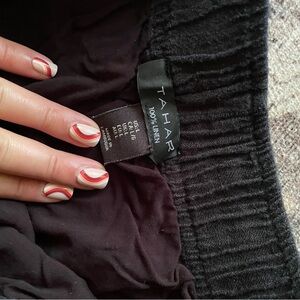 Tahari Black Linen Straight Leg Pants